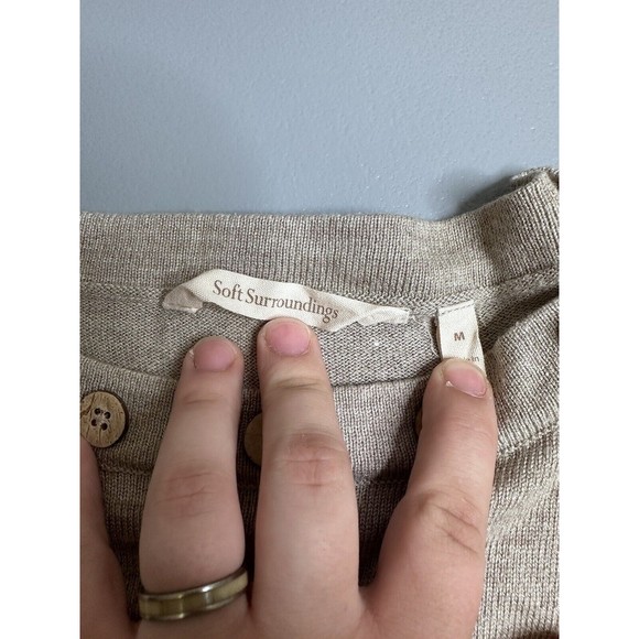 Soft Surroundings Womens Button Round Neck Grey Sweater Size Medium Casual - Picture 4 of 7